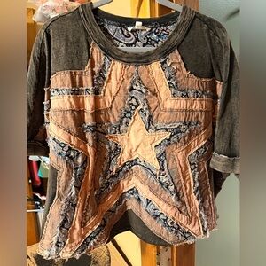 Black & light pink Star Patch Top - Oli & Hali - NWOT